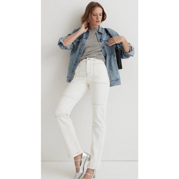 Madewell The '90s Straight Utility Jean Women's 23 Warm White Lighthouse NWT - Picture 1 of 8